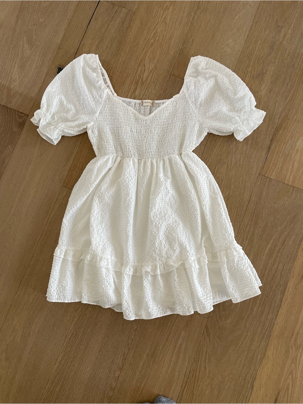 Altar'd State White Puff Sleeve Mini Dress